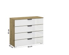 Kommode >Artemis< in Eiche Artisan / Kristallweißglas
 - 93x81x42 (BxHxT)