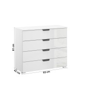 Kommode >Artemis< in alpinweiß / Kristallweißglas
 - 93x81x42 (BxHxT)