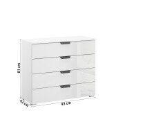 Kommode >Artemis< in alpinweiß / Kristallweißglas
 - 93x81x42 (BxHxT)