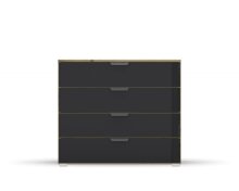 Kommode >Artemis< in Eiche Artisan / Glas basalt - 93x81x42 (BxHxT)