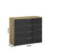 Kommode >Artemis< in Eiche Artisan / Glas basalt -...