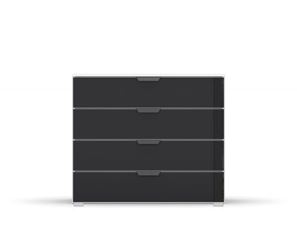 Kommode >Artemis< in alpinweiß / Glas basalt
 - 93x81x42 (BxHxT)