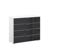 Kommode >Artemis< in alpinweiß / Glas basalt
 - 93x81x42 (BxHxT)