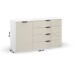 Kommode >Artemis< in alpinweiß / Glas champagner - glänzend - 140x81x42 (BxHxT)