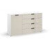 Kommode >Artemis< in alpinweiß / Glas champagner - glänzend - 140x81x42 (BxHxT)