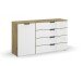 Kommode >Artemis< in Eiche Artisan / Kristallweißglas
 - 140x81x42 (BxHxT)