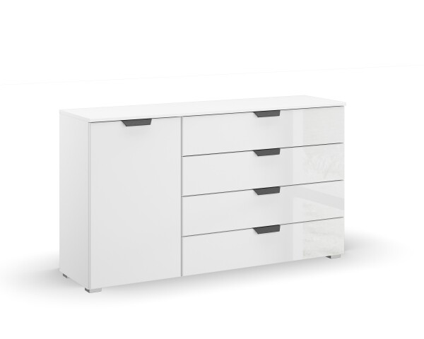 Kommode >Artemis< in alpinweiß / Kristallweißglas
 - 140x81x42 (BxHxT)
