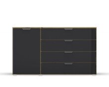 Kommode >Artemis< in Eiche Artisan / Glas basalt - 140x81x42 (BxHxT)