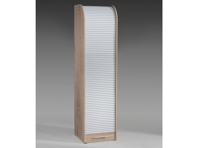 Jalousieschrank >Organizer< in Eiche-Sägerau/Silber - 45x164x40cm (BxHxT)