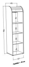 Jalousieschrank >Organizer< in Asteiche/Silber - 45x164x40cm (BxHxT)