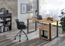 Rollcontainer >HOME DESK< in Plankeneiche Nachbildung - 46x58x40cm (BxHxT)
