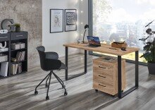 Rollcontainer >HOME DESK< in Plankeneiche Nachbildung - 46x58x40cm (BxHxT)