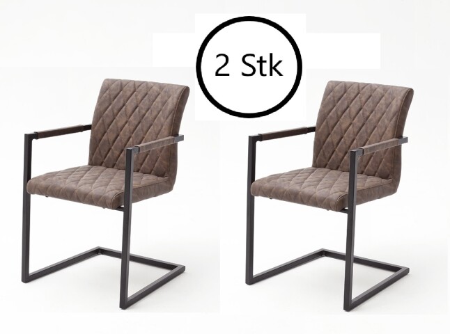 Armlehnstuhl >KANSAS / KIAN< 2er-Set in braun - 54x86x63cm (BxHxT)