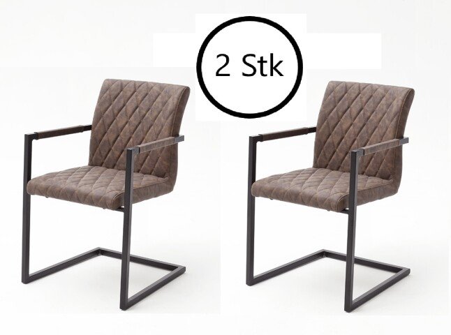 Armlehnstuhl >KANSAS / KIAN< 2er-Set in braun - 54x86x63cm (BxHxT)