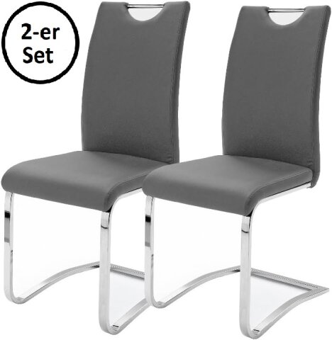 Freischwinger >YANIELLE / KÖLN< 2er-Set in Grau - 43x100x57cm (BxHxT)