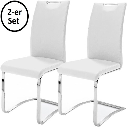 Freischwinger >YANIELLE / KÖLN< 2er-Set in Weiß - 43x100x57cm (BxHxT)