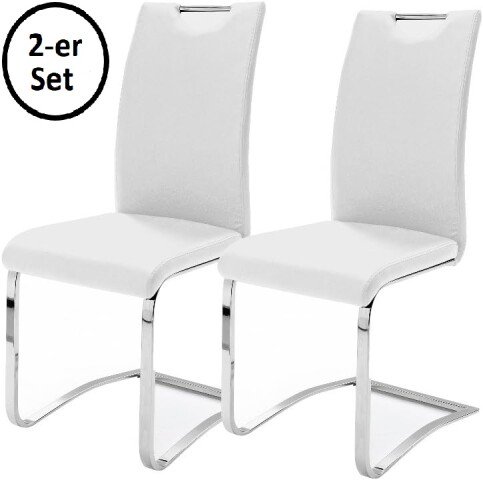 Freischwinger >YANIELLE / KÖLN< 2er-Set in Weiß - 43x100x57cm (BxHxT)