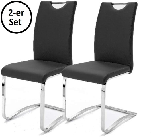 Freischwinger >YANIELLE / KÖLN< 2er-Set in Schwarz - 43x100x57cm (BxHxT)