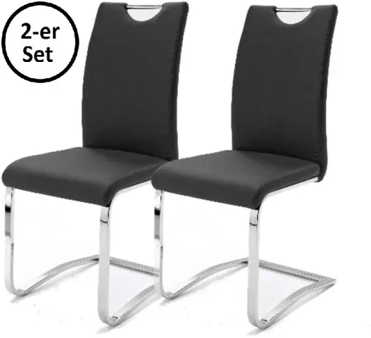 Freischwinger >YANIELLE / KÖLN< 2er-Set in Schwarz - 43x100x57cm (BxHxT)