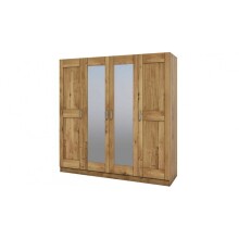 Kleiderschrank >Rad-I< in naturfarben aus Teilmassiv - 202x205x60cm (BxHxT)