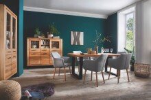 Vitrine >Tom-I< in Wildeiche / schwarz aus Teilmassiv - 110x200x40cm (BxHxT)