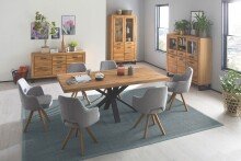 Vitrine >Tom-I< in Wildeiche / schwarz aus Teilmassiv - 110x200x40cm (BxHxT)