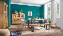 Highboard >Tom-I< in Wildeiche / schwarz aus Teilmassiv - 158x140x40cm (BxHxT)