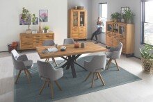 Sideboard >Tom-I< in Wildeiche / schwarz aus Teilmassiv - 158x82x40cm (BxHxT)