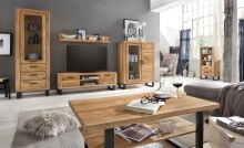 Couchtisch >Tom-I< in Wildeiche / schwarz aus Teilmassiv - 115x65x46cm (BxHxT)