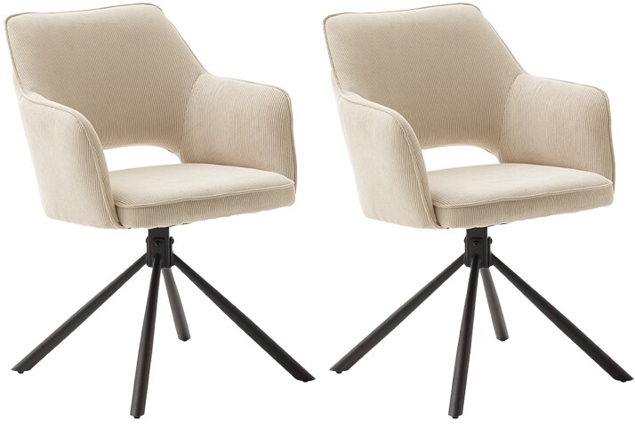 4-Fußstuhl >Luziania< (2er Set) in creme aus Stoff - 61x85x61cm (BxHxT)