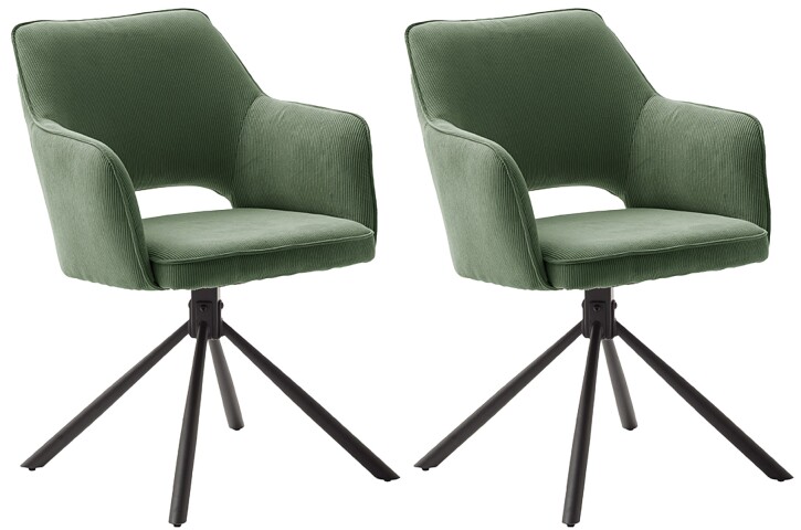 4-Fußstuhl >Luziania< (2er Set) in olive aus Stoff - 61x85x61cm (BxHxT)