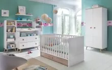 Babybett >Billund< in weiß/Eiche Sägerau...