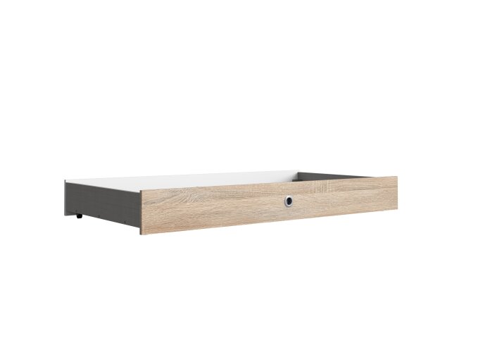 Bettschubkasten >Billund< in weiß/Eiche Sägerau - 71x17x137cm (BxHxT)