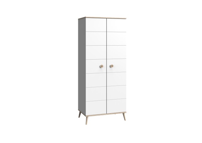 Kleiderschrank >Billund< in weiß/Eiche Sägerau - 83x202x55cm (BxHxT)