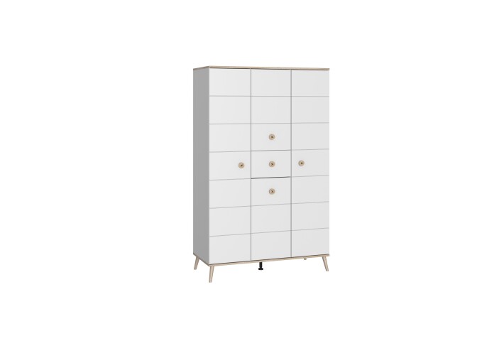 Kleiderschrank >Billund< in weiß / Eiche Sägerau - 125x202x55cm (BxHxT)