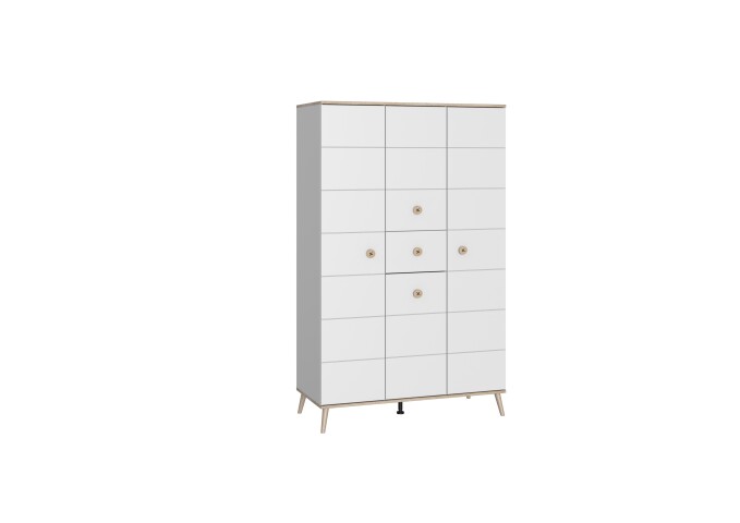 Highboard >Billund< in weiß/Eiche Sägerau - 125x111x40cm (BxHxT), 329,95 €