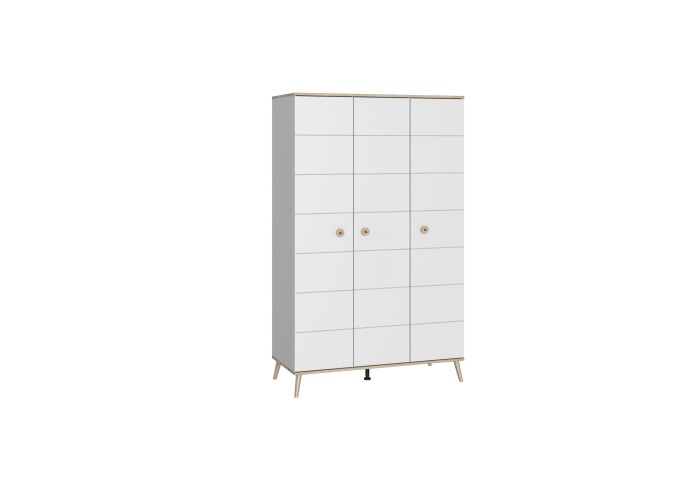 Kleiderschrank >Billund< in weiß / Eiche Sägerau - 125x202x55cm (BxHxT)