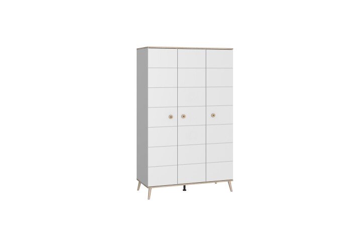 Kleiderschrank >Billund< in weiß / Eiche Sägerau - 125x202x55cm (BxHxT)