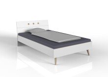 Bett >Billund< in weiß/Eiche Sägerau -...