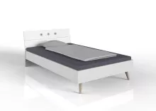 Bett >Billund< in weiß/Eiche Sägerau -...