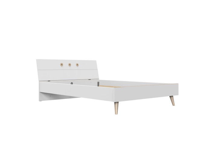 Bett >Billund< in weiß/Eiche Sägerau - 146x79x215cm (BxHxT)