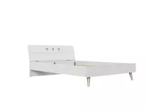 Bett >Billund< in weiß/Eiche Sägerau -...