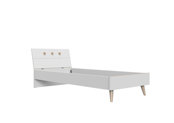 Bett >Billund< in weiß/Eiche Sägerau - 96x79x215cm (BxHxT)