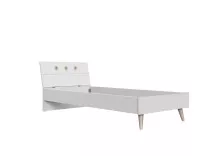 Bett >Billund< in weiß/Eiche Sägerau -...