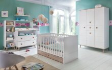 Babyzimmer-Komplettset >Billund< in weiß/Eiche Sägerau - 292x202x146cm (BxHxT)