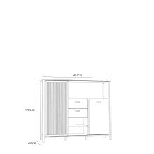 Kommode >Jecho< in Mauvella Eiche / Schwarz - 149,9x129,9x40,2cm (BxHxT)