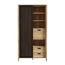 Highboard >Jecho< in Mauvella Eiche / Schwarz -...