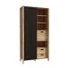 Highboard >Jecho< in Mauvella Eiche / Schwarz - 103,4x200,3x40,2cm (BxHxT)