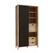 Highboard >Jecho< in Mauvella Eiche / Schwarz - 103,4x200,3x40,2cm (BxHxT)