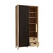 Highboard >Jecho< in Mauvella Eiche / Schwarz - 103,4x200,3x40,2cm (BxHxT)